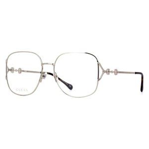Authentic Gucci Eyeglasses GG1019O 002 Silver Butterfly Frames 58MM RX-ABLE